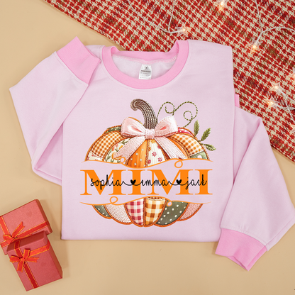 Gigi Pumpkin with Grandkids Names – Fall Gift for Grandma Sweatshirt