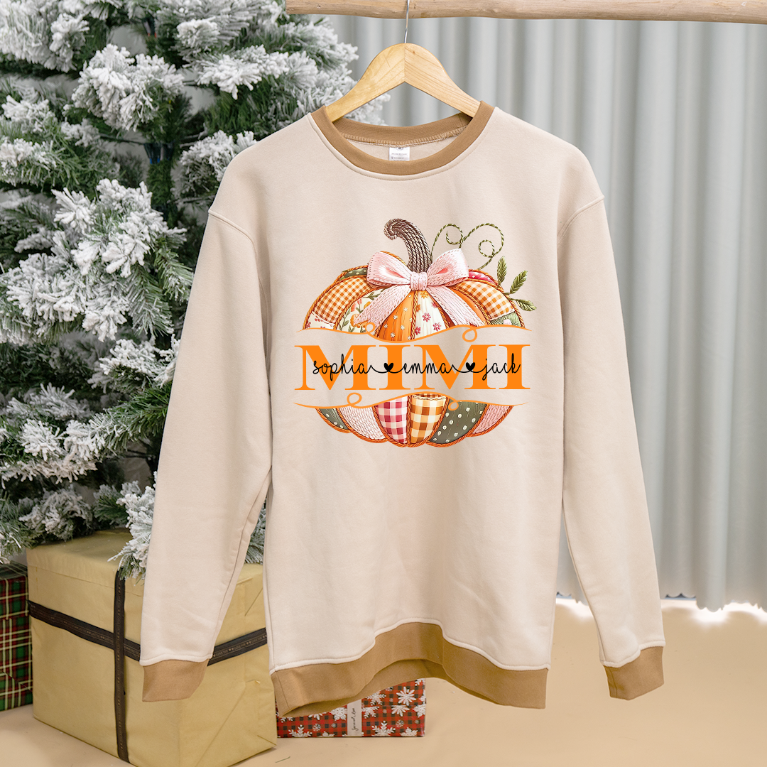 Gigi Pumpkin with Grandkids Names – Fall Gift for Grandma Sweatshirt