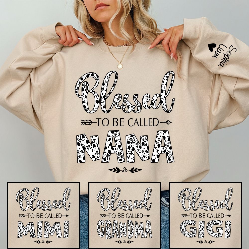 Personalized Nana Sweatshirt with Grandchildren Names, Blessed To Be Called Nana Cozy Crewneck
