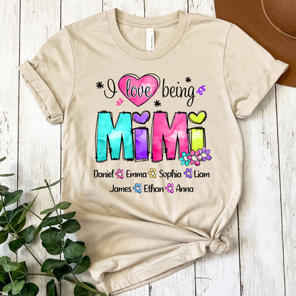 Custom I love being Nana Color Shirt, Personalized Nickname And Grandkids, Gift For Mother's Day