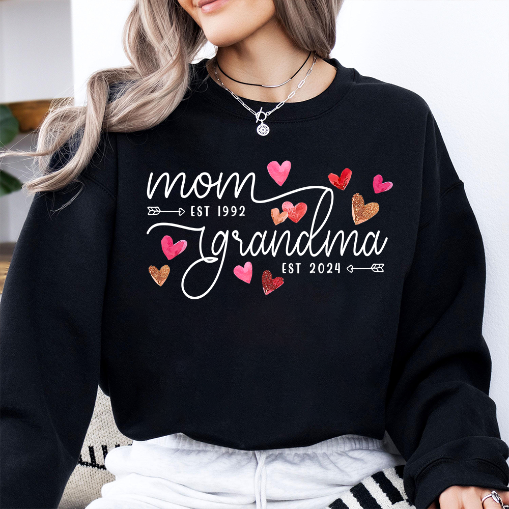 Custom Mom Grandma Est Heart Valentine With Kids T-Shirt