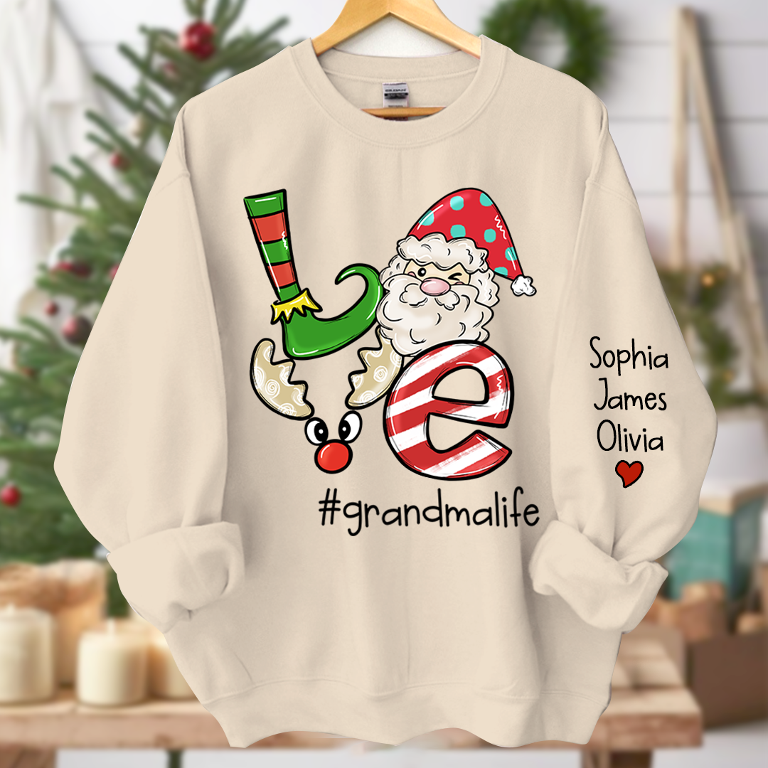 Personalized Love grandmalife Merry Christmas and Grandkids Sweatshirt