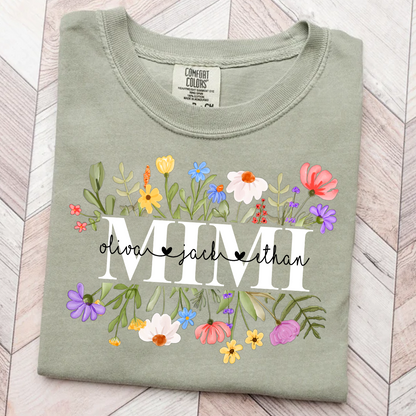 Mimi Wildflower Watercolor And Grandkids Gift For Grandma Comfort Colors® Shirt