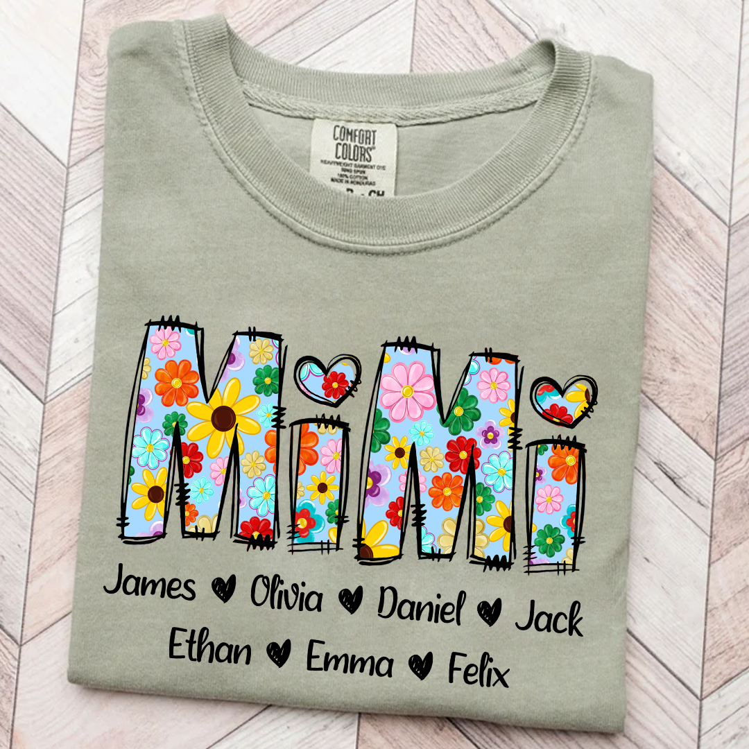 Comfort Colors® Mimi Art 2025 T-Shirt, Custom Grandma With Grandkids Shirt