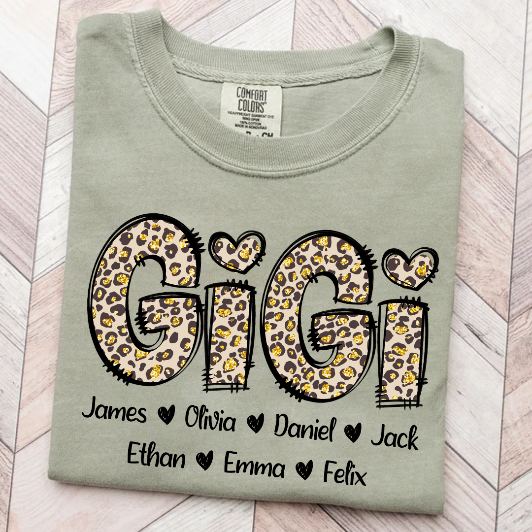 Comfort Colors® Gigi Leopard Trend Shirt, Custom Grandma With Grandkids, Gift for Grandma