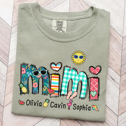 Comfort Colors® Personalize Mimi Summer 2026 Shirt, Custom Grandma And Grandkids Shirt, Gifts For Grandma Shirt