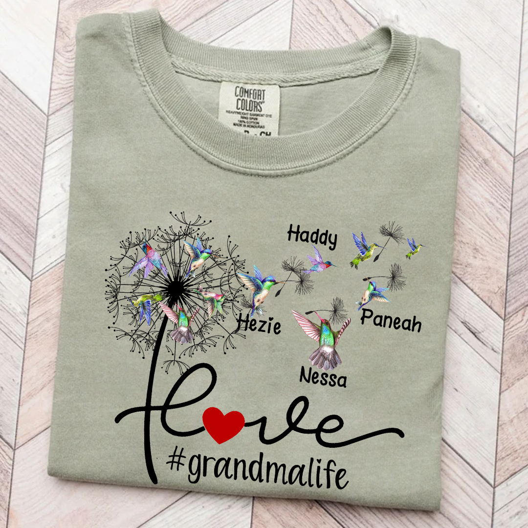Comfort Colors® Love Grandma life with Grandkids Hummingbird Shirt, Gift For Grandma T-Shirt