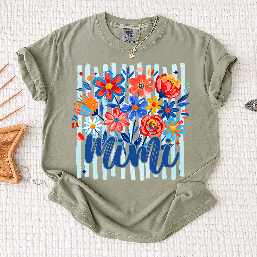 Comfort Colors® Personalized Nana American Flag T-Shirt, Custom Nana, Gigi, Mimi, Mama Design, Patriotic Family Shirt, Gifts for 4th of July, Independence Day