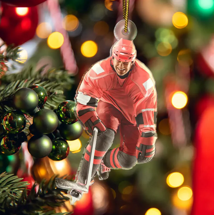 Personalized Ice Hockey Player Ornament 2025, Custom Photo Acrylic Decoration, Unique Christmas Gift For Hockey Lovers And Sports Fans