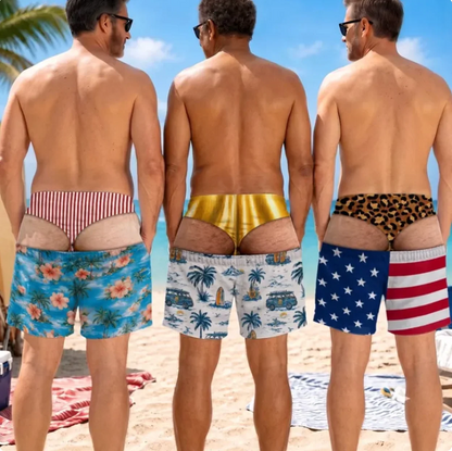 Funny Men's Swim Trunks 3D Print Beach Shorts Quick Dry Summer Swimwear