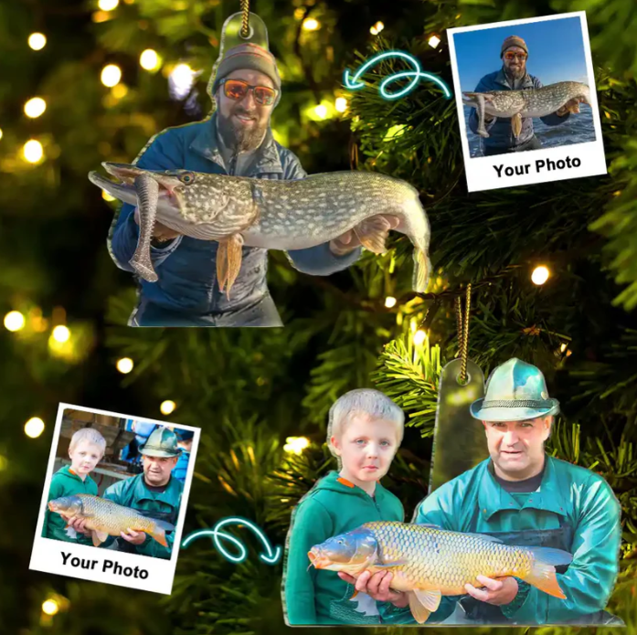 Personalized Fishing Lover Ornament 2025, Custom Photo Acrylic Decoration, Unique Christmas Gift For Fishermen And Outdoor Enthusiasts