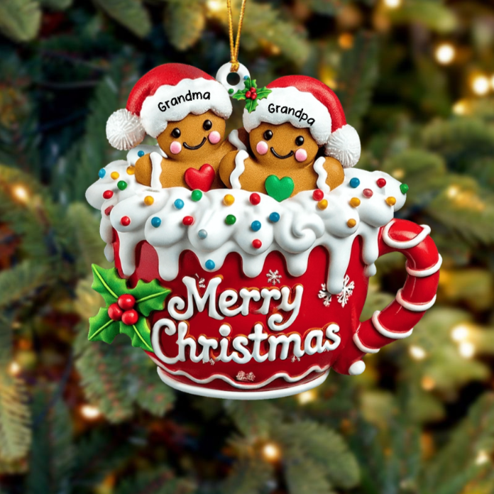 Custom Gingerbread Family Ornament – Christmas Tree Decoration with Names