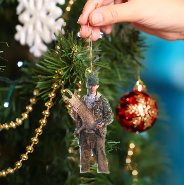 Personalized Hunting Lover Ornament 2025, Custom Photo Acrylic Decoration, Unique Christmas Gift For Hunters And Outdoor Enthusiasts