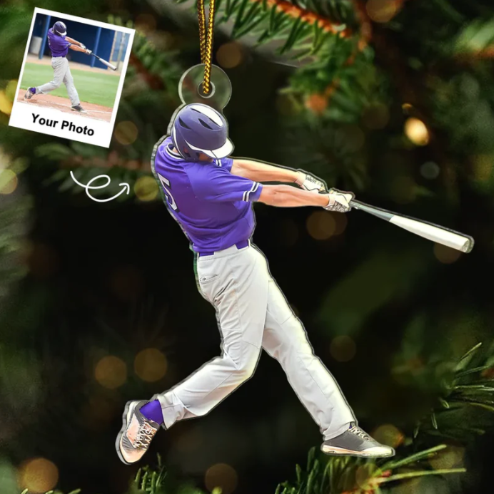 Personalized Baseball Player Ornament 2025, Custom Photo Acrylic Decoration, Unique Christmas Gift For Baseball Lovers And Sports Fans