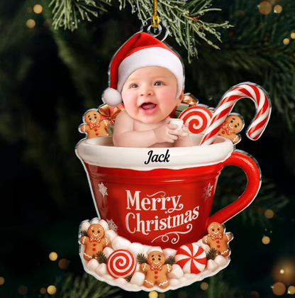 Personalized baby ornament, gingerbread ornament, baby’s first Christmas, acrylic ornament, Christmas gift for newborn, family keepsake Ornament