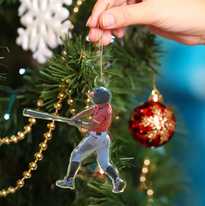 Personalized Baseball Player Ornament 2025, Custom Photo Acrylic Decoration, Unique Christmas Gift For Baseball Lovers And Sports Fans