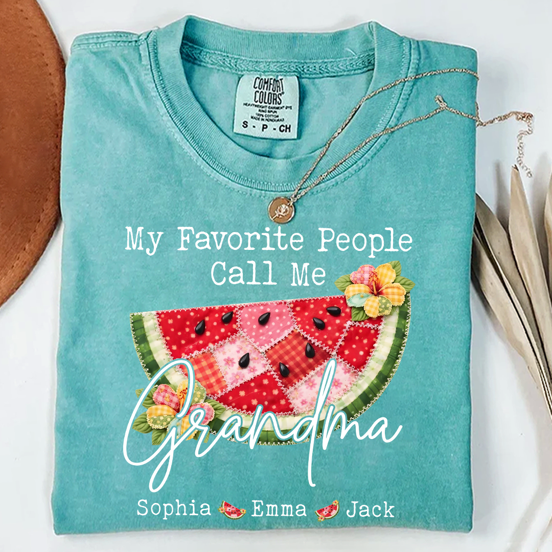 Comfort Colors® Custom Grandma Watermelon Shirt, Personalized Grandkids Names Shirt, Cute Summer Family Gift for Grandma Nana Mimi Gigi