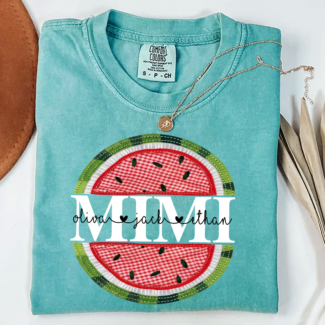 Comfort Colors® Mimi Patchwork Watermelon, Custom Mimi Gift for Grandma, Family Love