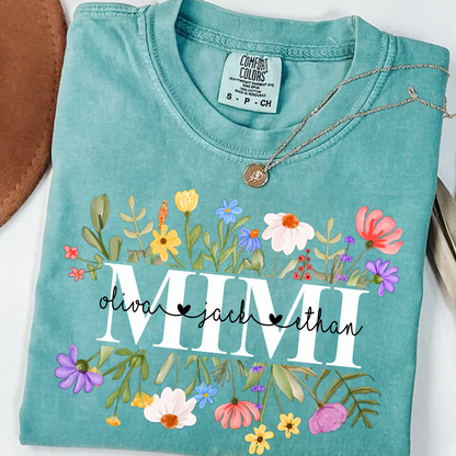 Mimi Wildflower Watercolor And Grandkids Gift For Grandma Comfort Colors® Shirt