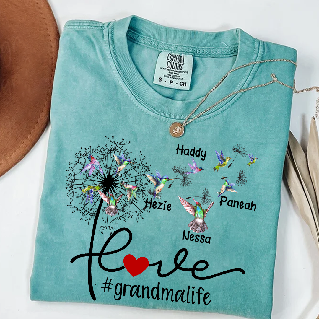 Comfort Colors® Love Grandma life with Grandkids Hummingbird Shirt, Gift For Grandma T-Shirt