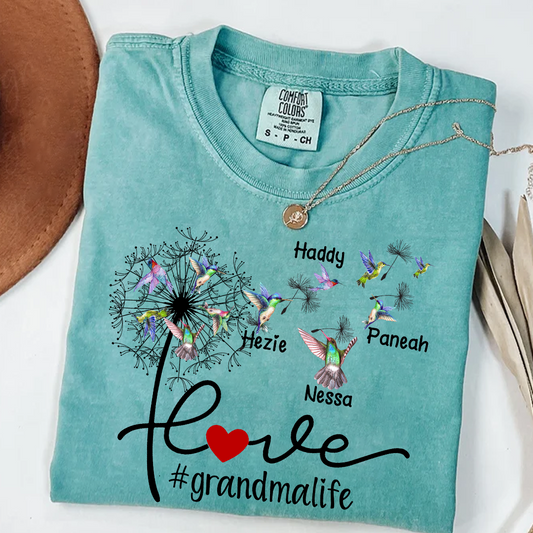 Comfort Colors® Love Grandma life with Grandkids Hummingbird Shirt, Gift For Grandma T-Shirt