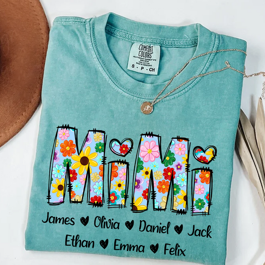 Comfort Colors® Mimi Art 2025 T-Shirt, Custom Grandma With Grandkids Shirt