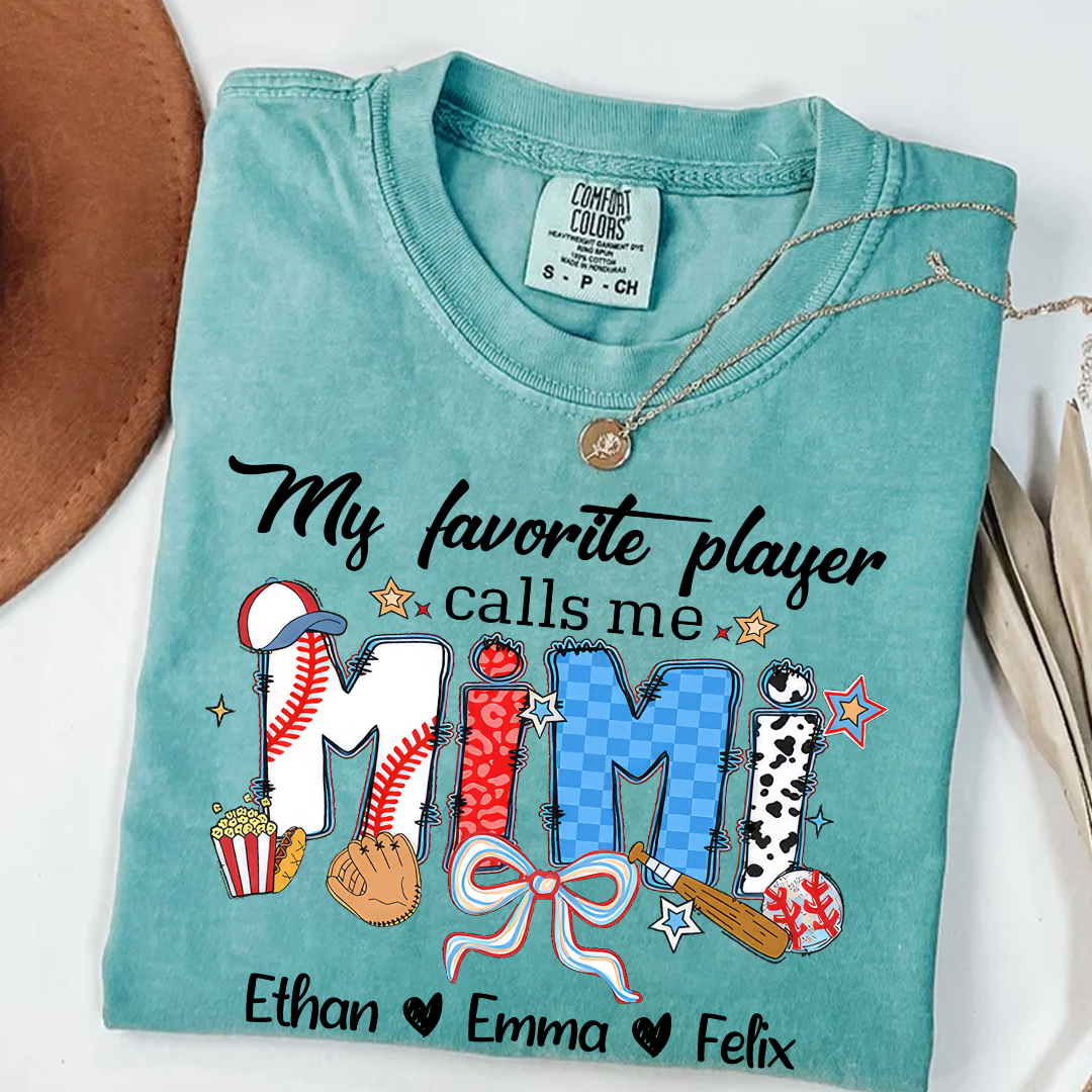Comfort Colors® My favorite Player Calls Me Grandma Baseball Shirt, Gift For Grandma T-Shirt