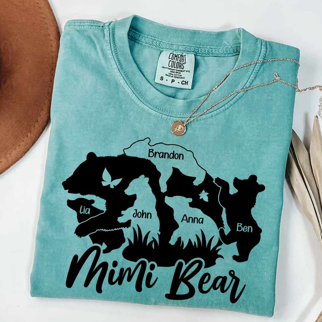 Comfort Colors® Mimi Bear Cute T-Shirt, Custom Grandma With Grandkids, Gift for Grandma Shirt