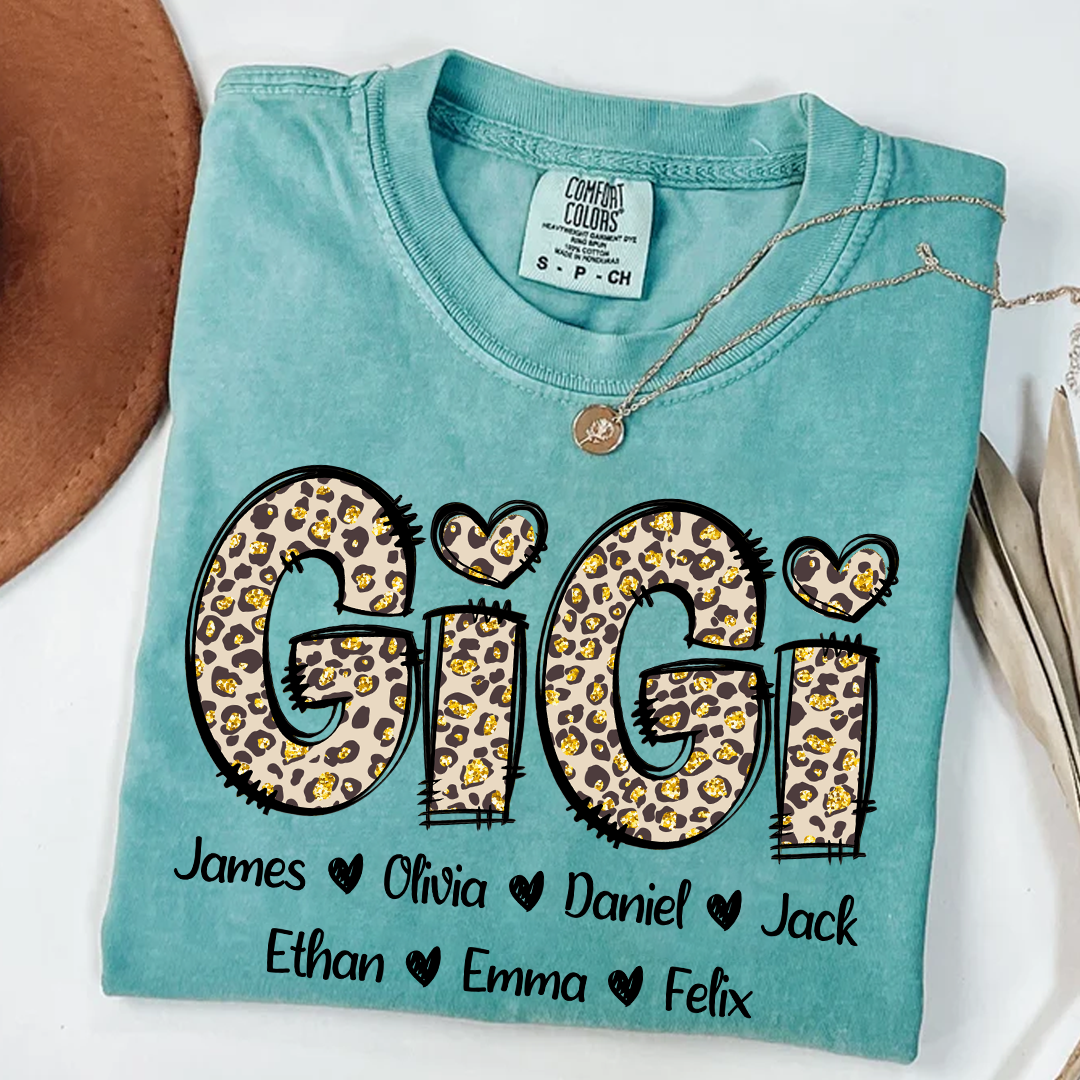 Comfort Colors® Gigi Leopard Trend Shirt, Custom Grandma With Grandkids, Gift for Grandma