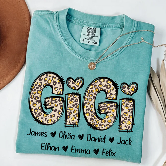 Comfort Colors® Gigi Leopard Trend Shirt, Custom Grandma With Grandkids, Gift for Grandma