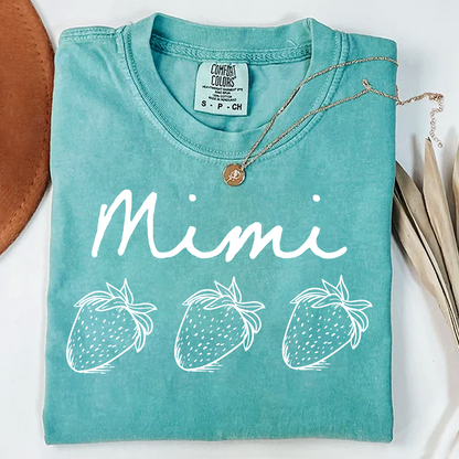 Comfort Colors® Personalized Mimi Strawberry Shirt, Custom Grandma Name Shirt with Kids Names, Cute Strawberry Family T-Shirt