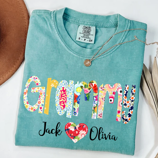 Comfort Colors® Nana Art Trend Print 2025 T-Shirt, Custom Grandma With Grandkids Shirt