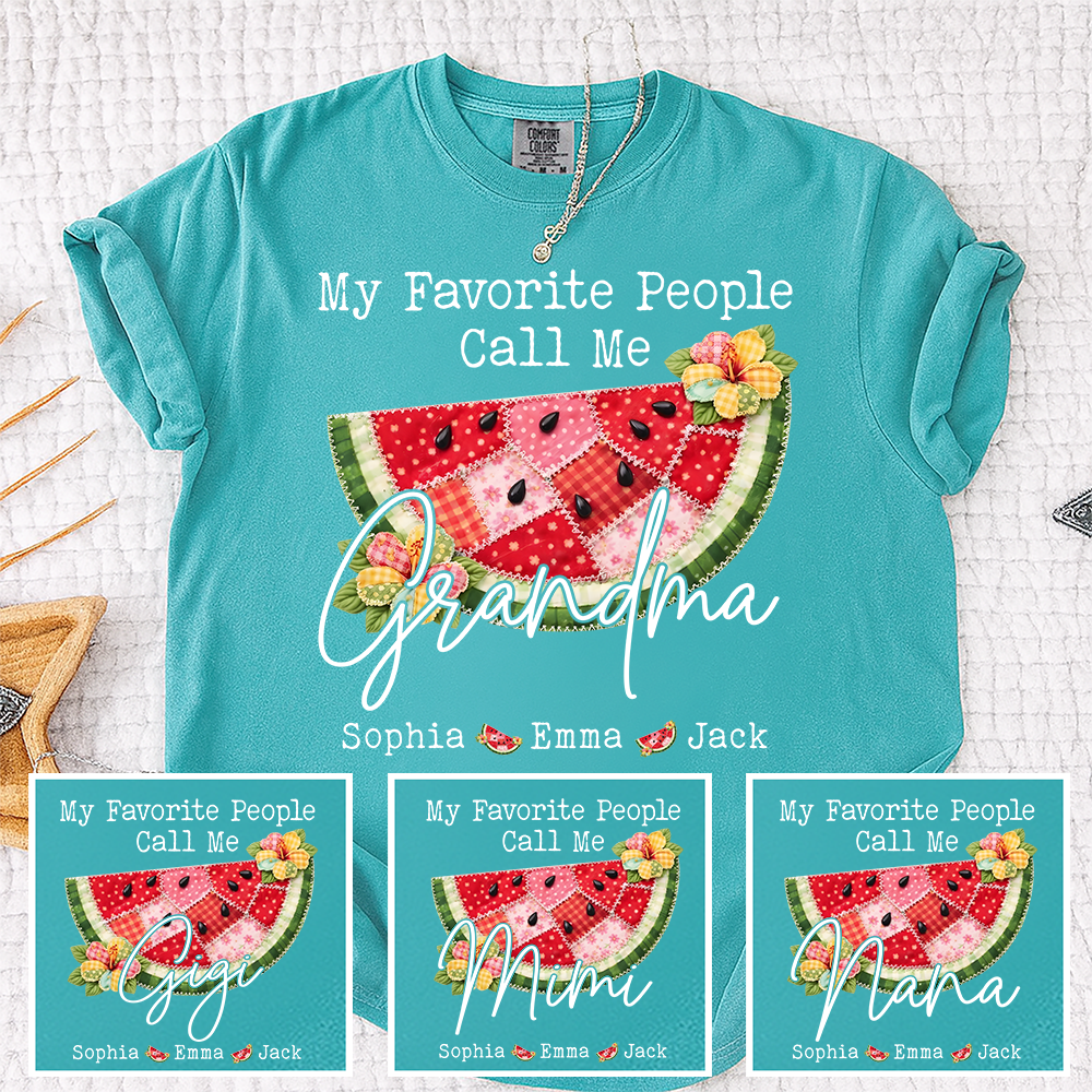 Comfort Colors® Custom Grandma Watermelon Shirt, Personalized Grandkids Names Shirt, Cute Summer Family Gift for Grandma Nana Mimi Gigi