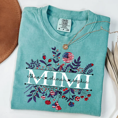 Comfort Colors® Mimi Wildflower Flag American And Grandkids Shirt Gift for Grandma