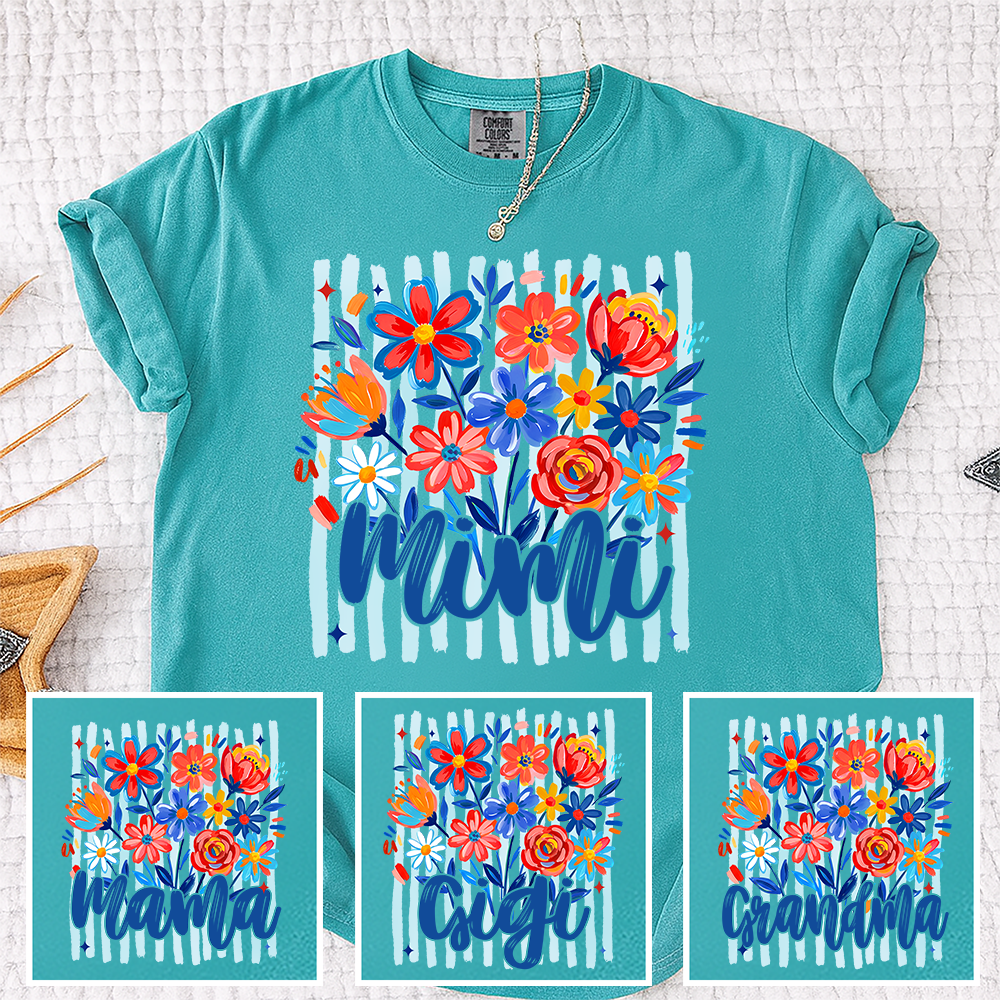 Comfort Colors® Personalized Nana American Flag T-Shirt, Custom Nana, Gigi, Mimi, Mama Design, Patriotic Family Shirt, Gifts for 4th of July, Independence Day