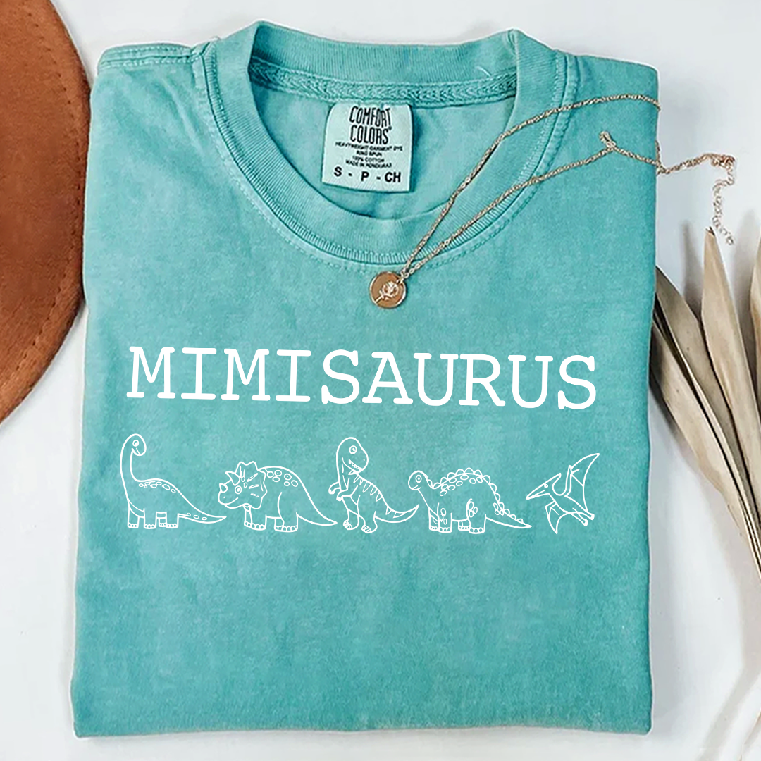 Personalized Mimisaurus Dinosaur Shirt, Custom Grandma Nickname Shirt, Cute Dinosaur Line Art Design, Birthday Gift for Mimi Nana Gigi, Mothers Day Family Shirt