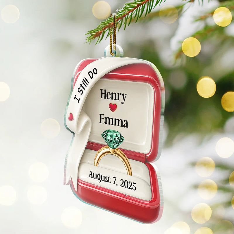 She Said Yes Engaged Married Ring Box – Personalized Custom Shaped Acrylic Ornament, Unique Wedding & Engagement Gift for Couples Ornament