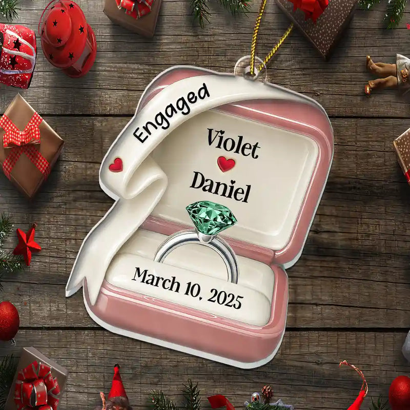 She Said Yes Engaged Married Ring Box – Personalized Custom Shaped Acrylic Ornament, Unique Wedding & Engagement Gift for Couples Ornament