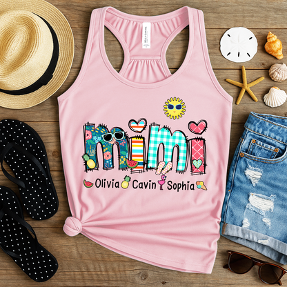 Summer Mimi Tank Bella Canvas, Custom Nickname With Grandkids Name, Love Summer