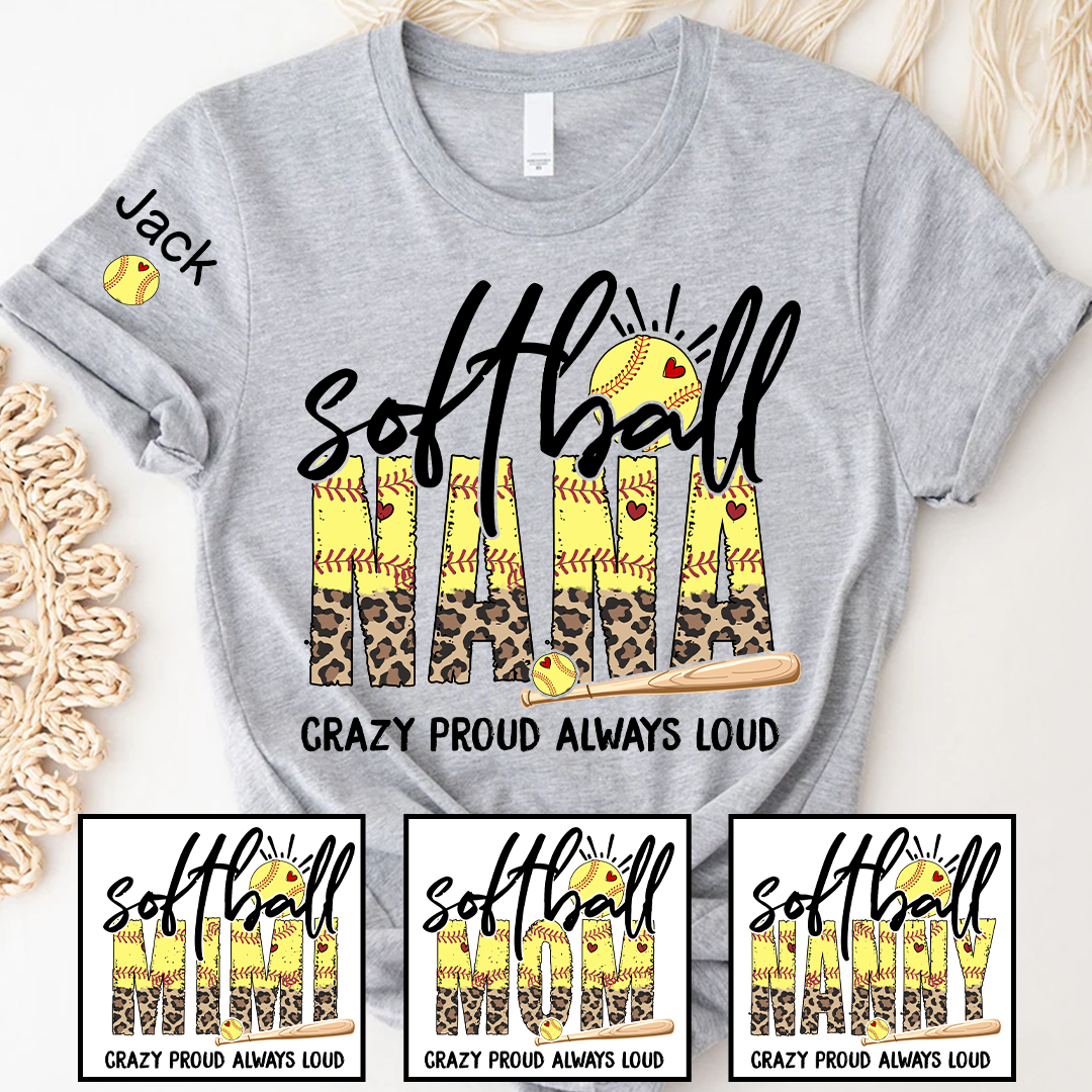 Softball Nana Softball Bow Game Day Mimi Nana Grandma and Grandkids Sports T-shirt