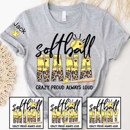Softball Nana Softball Bow Game Day Mimi Nana Grandma and Grandkids Sports T-shirt