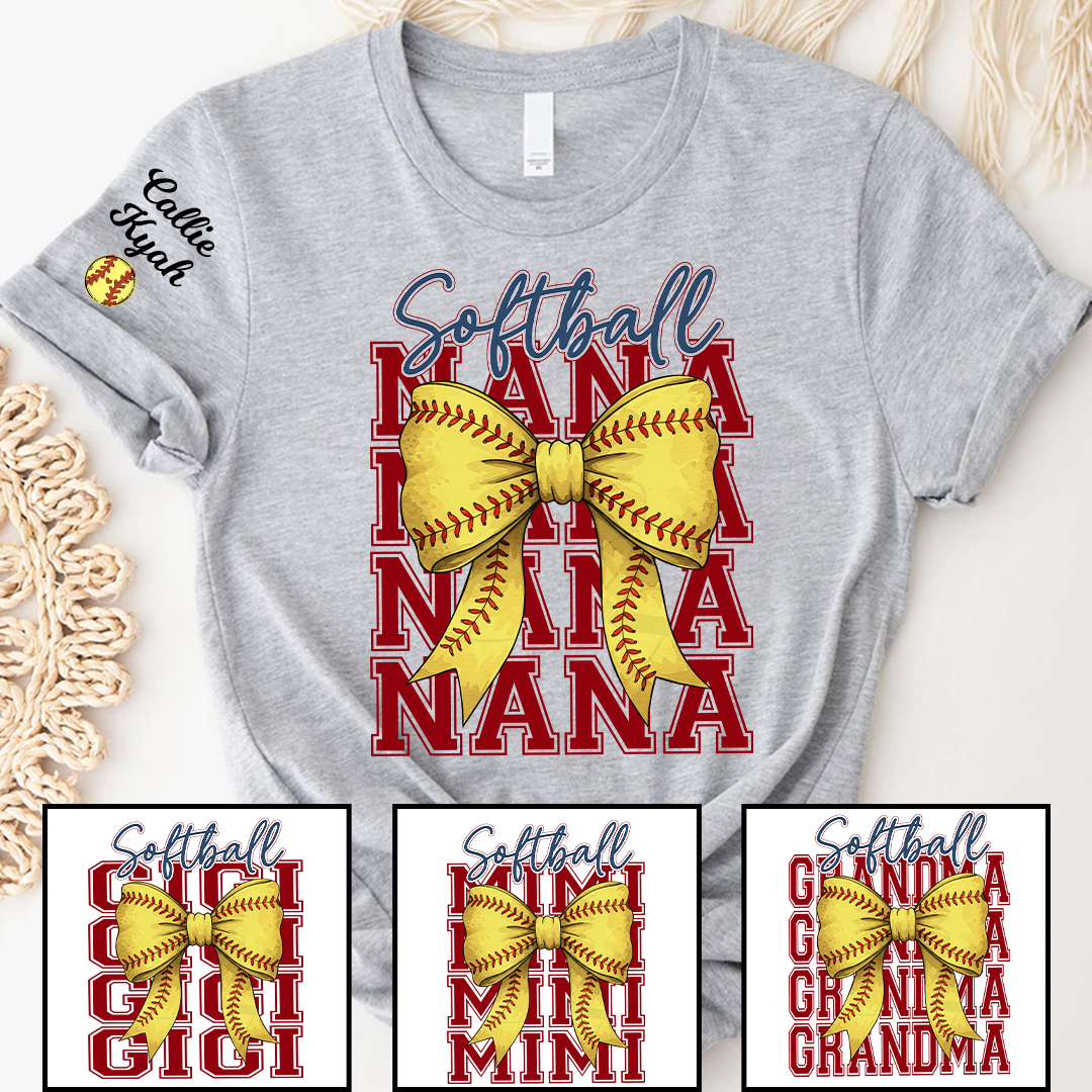 Softball Game Day Nana Gigi Grandma and Grandkids Personalized T-shirt