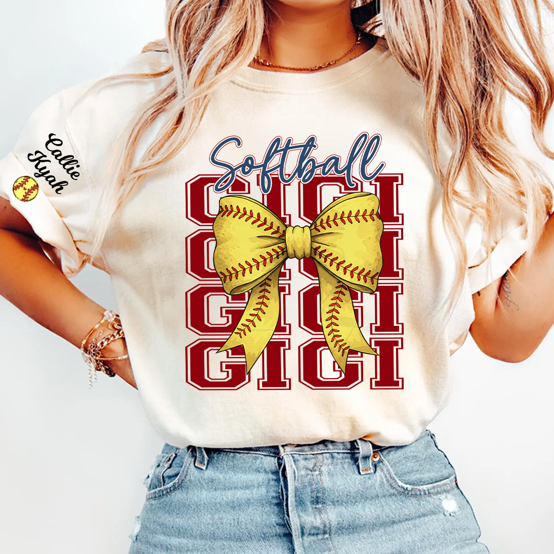 Softball Game Day Nana Gigi Grandma and Grandkids Personalized T-shirt