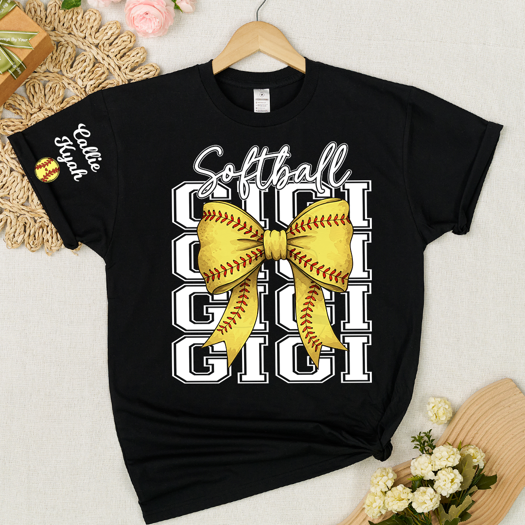 Softball Game Day Nana Gigi Grandma and Grandkids Personalized T-shirt