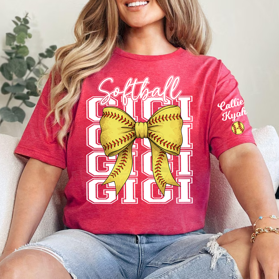 Softball Game Day Nana Gigi Grandma and Grandkids Personalized T-shirt