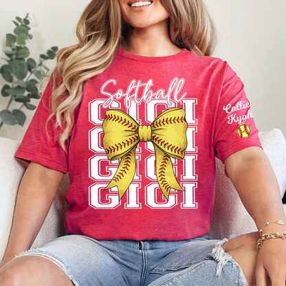 Softball Game Day Nana Gigi Grandma and Grandkids Personalized T-shirt