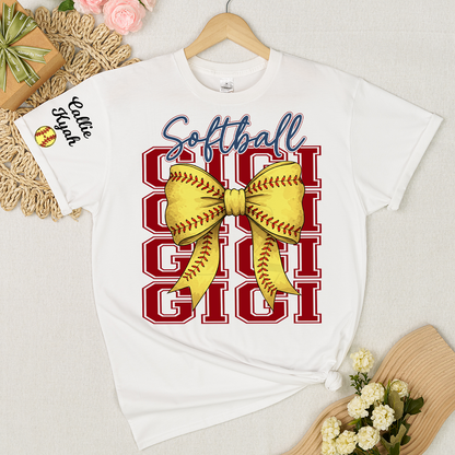 Softball Game Day Nana Gigi Grandma and Grandkids Personalized T-shirt