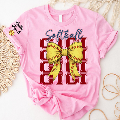 Softball Game Day Nana Gigi Grandma and Grandkids Personalized T-shirt