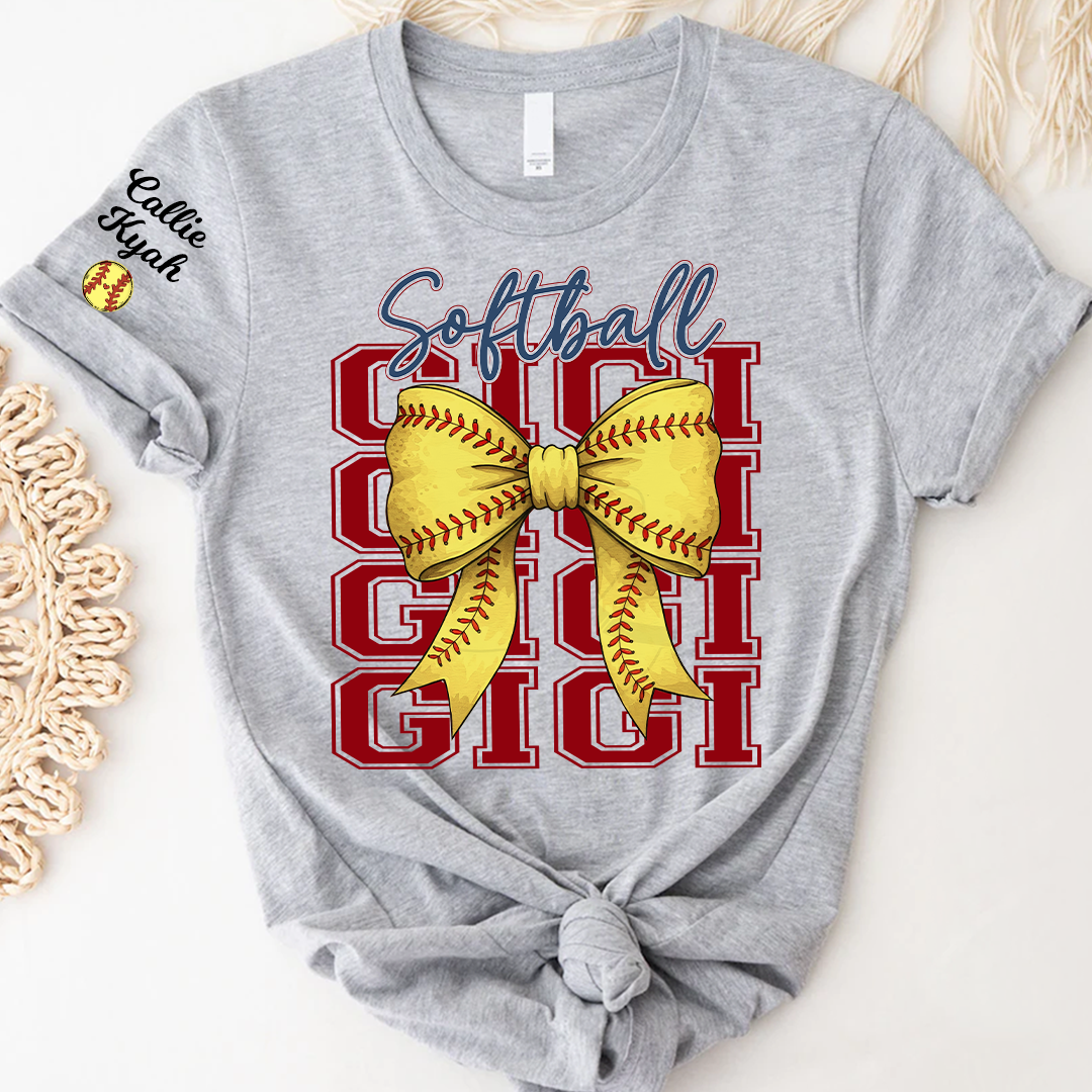 Softball Game Day Nana Gigi Grandma and Grandkids Personalized T-shirt