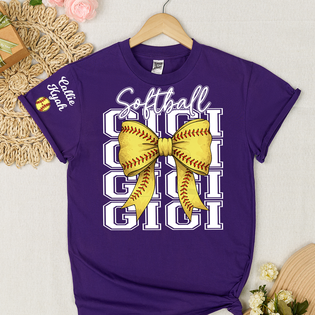 Softball Game Day Nana Gigi Grandma and Grandkids Personalized T-shirt